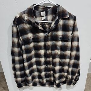 H&M Checkered Shirt in Black, White, and Brown Plaid